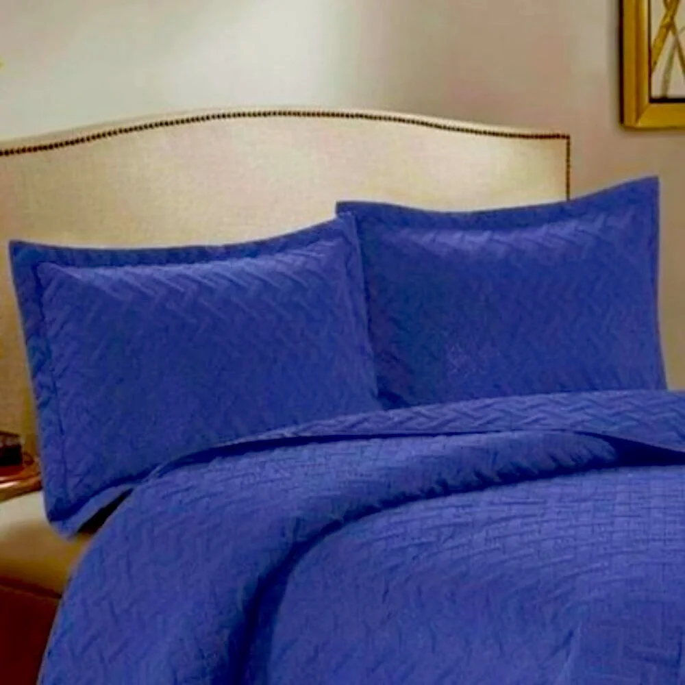 3PC Quilt Bedspread Set Oversized King Blue Coral